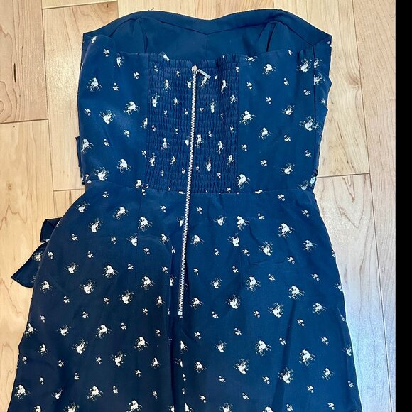 Club Monaco Silk Strapless Dress Navy Size 4 Wedding Guest - Picture 5 of 5